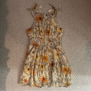 Boutique North End Yellow Floral Cinch Waist Dress